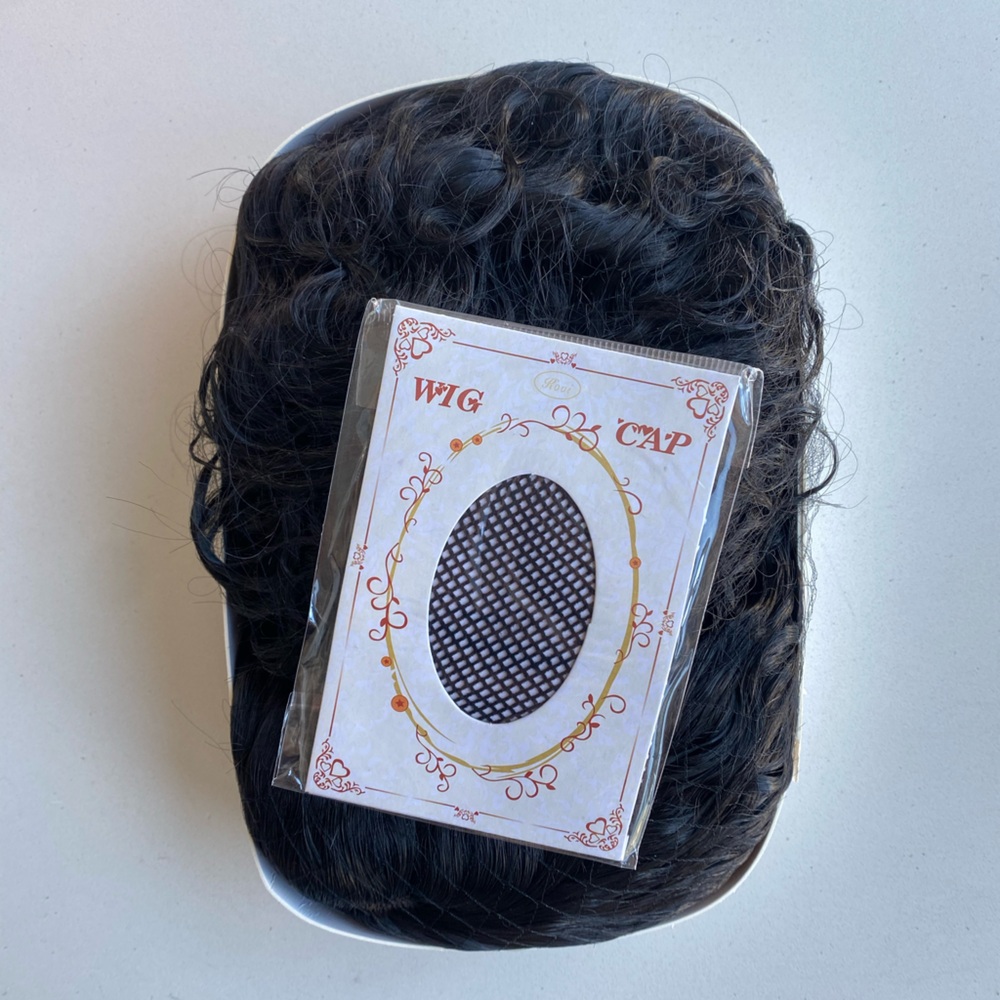 Black Curly Hair Wig with Cap
